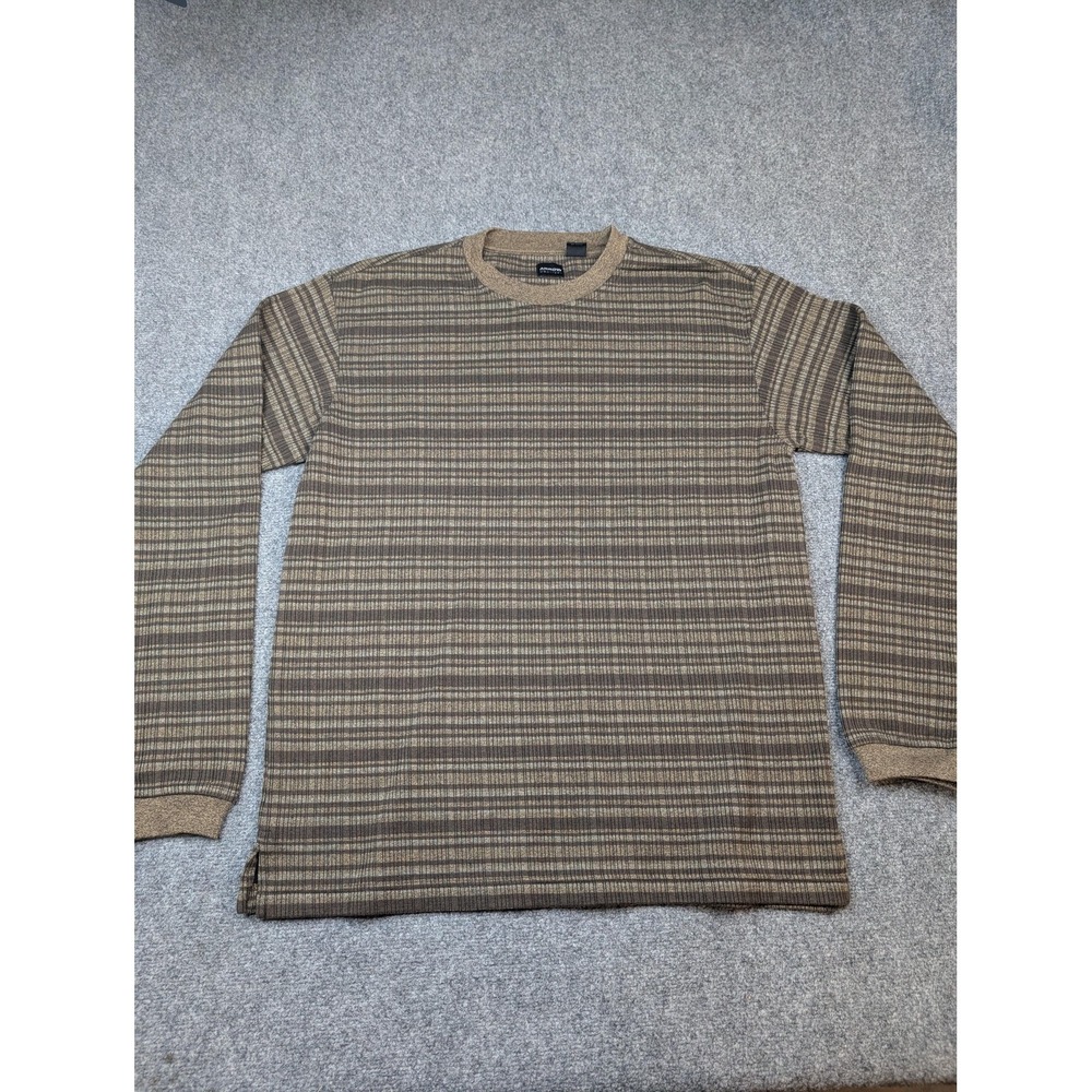 Arrow Sweater‎ Mens Large Tall Brown Stripe Long Sleeve Crewneck Knit Casual